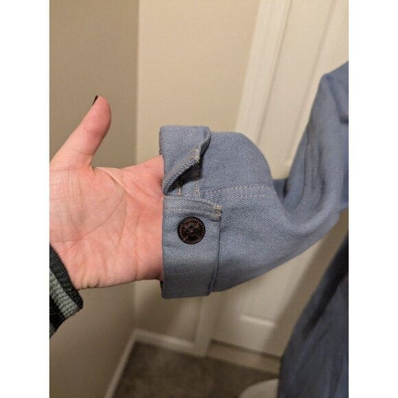 Denim & Company Women Size Medium Long Light Wash Denim Cotton Coat - Picture 8 of 10